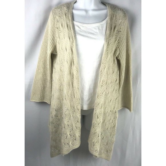 Sonoma Cardigan Sweater Womens Size Medium Beige Open Front